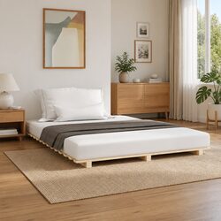 Practical Solid Pine Bed Frame 135x190 cm for Your Home