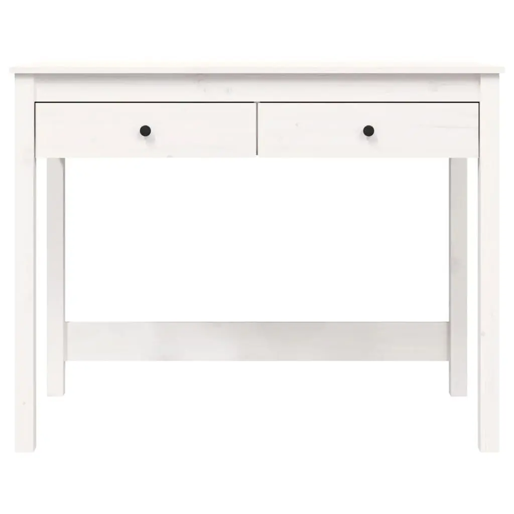 Solid Wood Pine Desk with Drawers White Office Study Computer Furniture