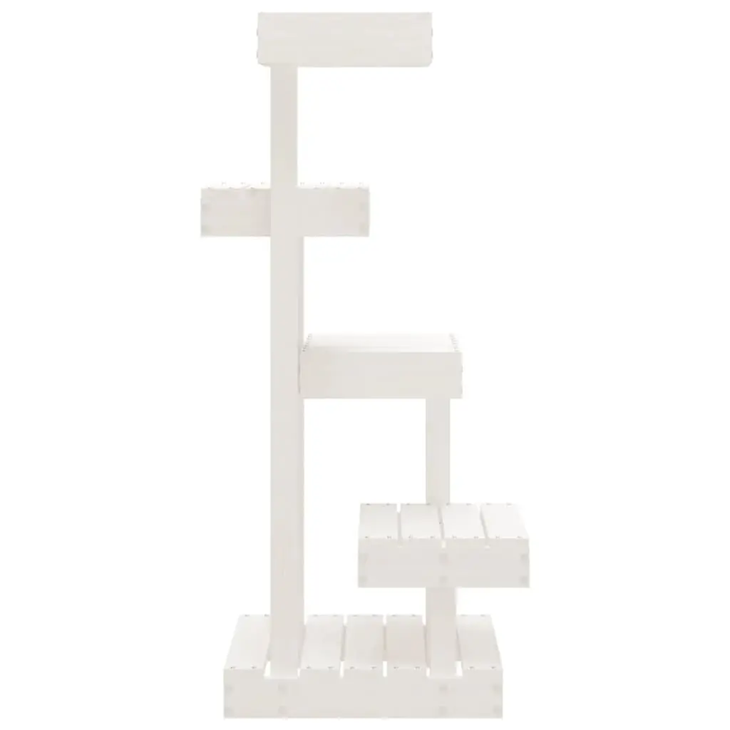 Cat Tree Solid Pine Wood Multi-Level 4 Platform White