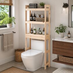 Toilet Rack 63x26x171 cm Solid Pine Wood 3-Shelf Bathroom Storage Organiser