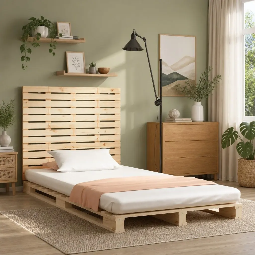 Wall Mounted Headboard Brown 96cm Solid Pine Wood Bedroom Bed Support