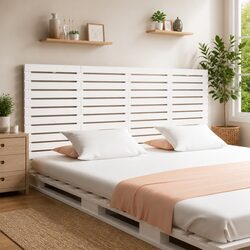 Wall Headboard White 156cm Solid Wood Pine Bedroom Bed Header Mount