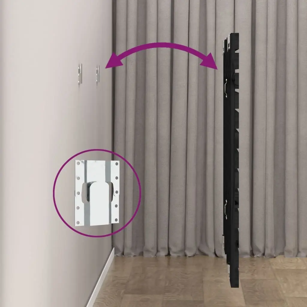 Wall Headboard Black 141cm Solid Pine Wood Bedroom Mount