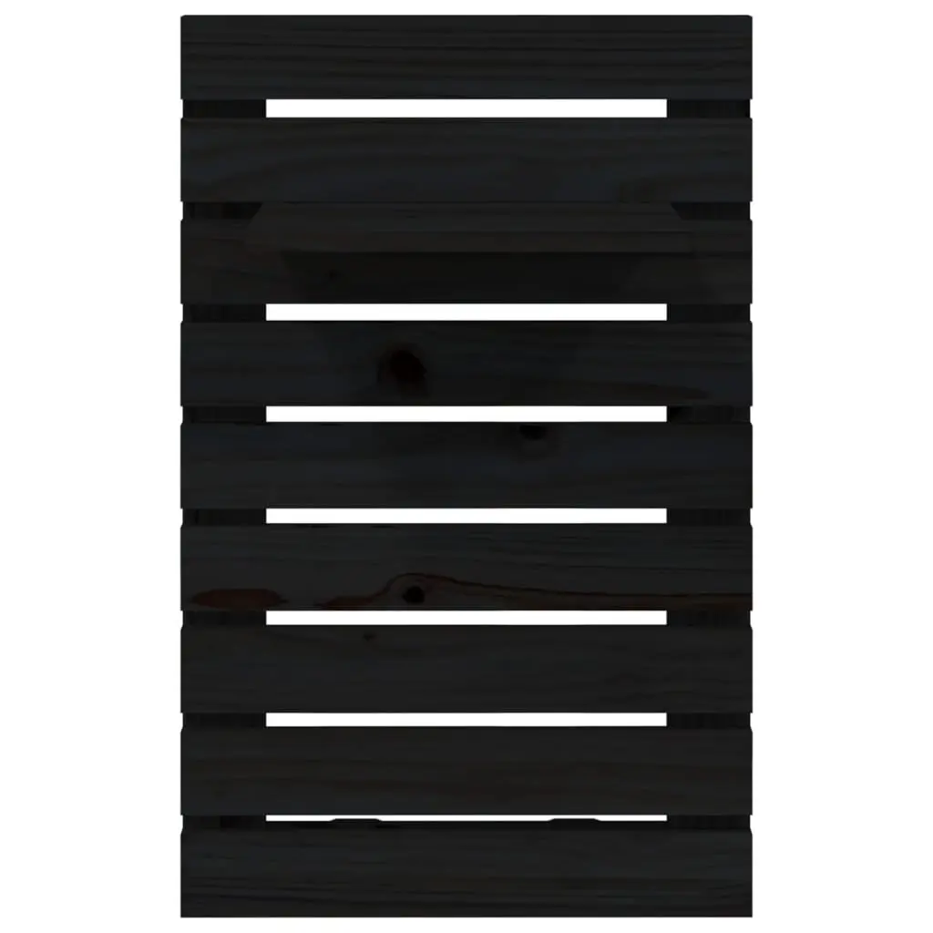 2 Piece Wall-Mounted Shelves Black Solid Pine Wood Storage Display