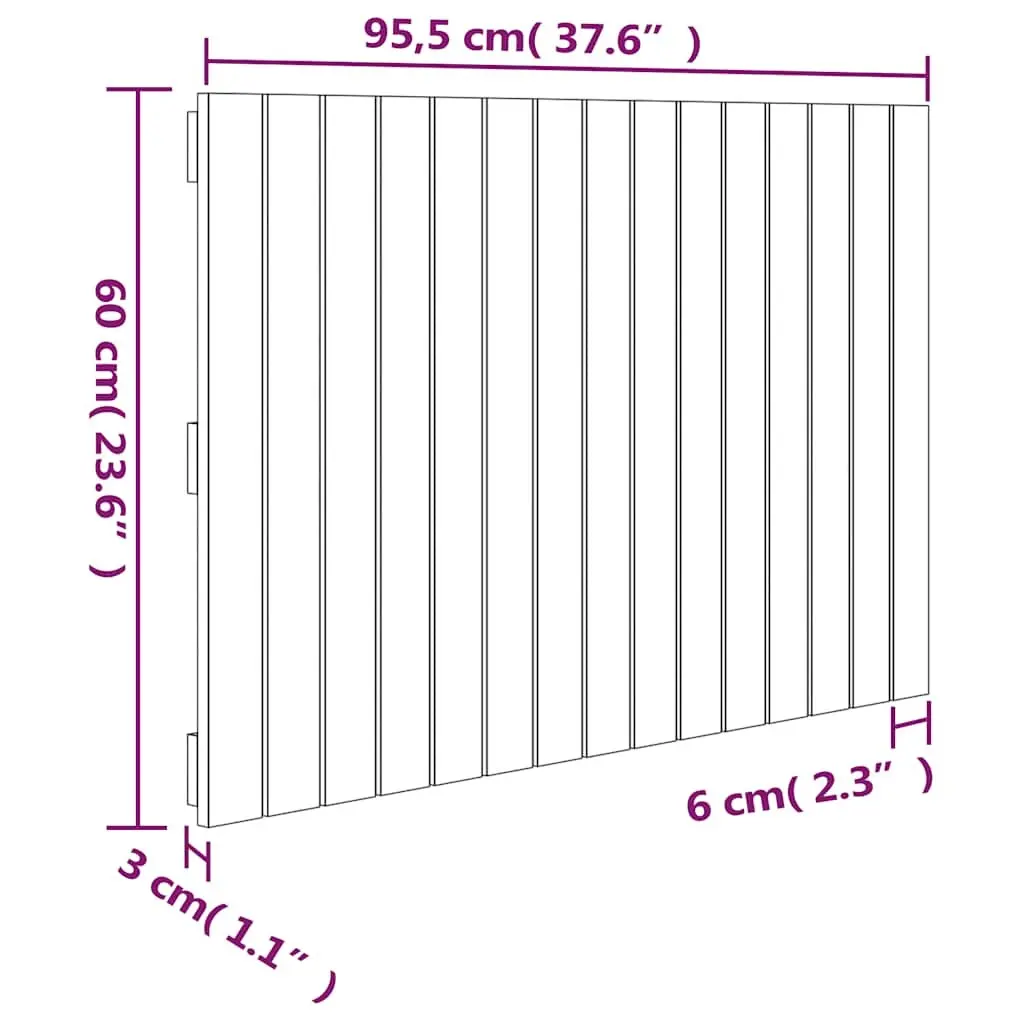 Wall Headboard 95.5 cm Solid Pine Wood Brown Bedroom Bed Head Panel Mount