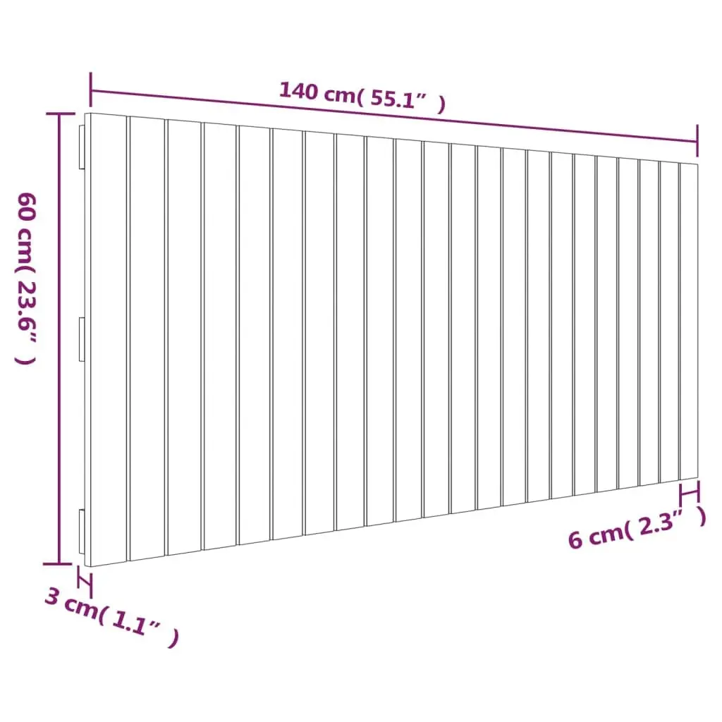 140cm Wall Headboard in White Solid Pine