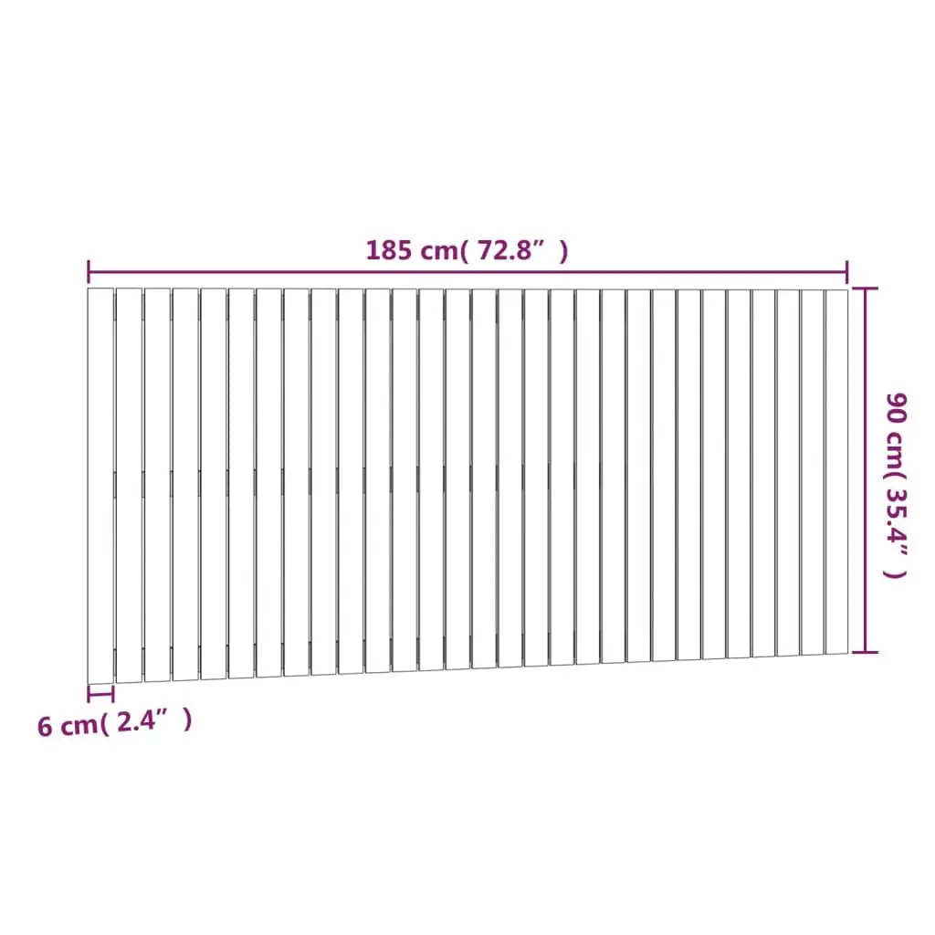 Wall-Mounted Headboard Brown Solid Pine Wood 185cm Bedroom