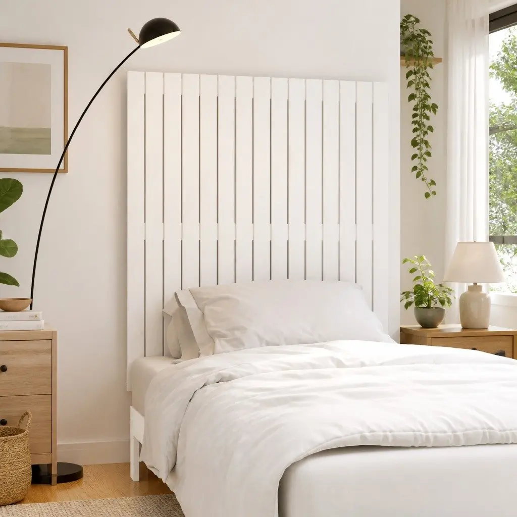 Wall Mounted Headboard Solid Pine Wood White 95.5cm Bedroom Bed Support