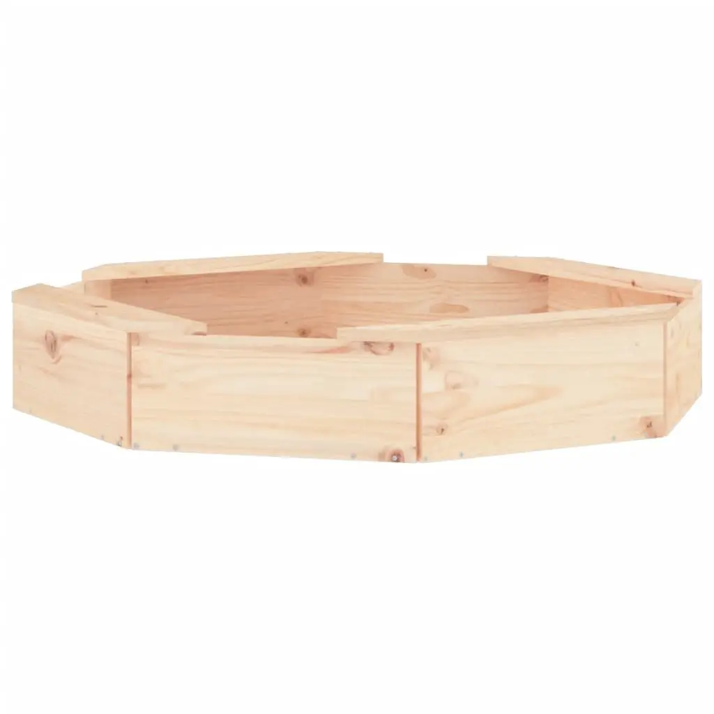 Octagon Wooden Sandbox with Seats Kids Outdoor Sand Play Pit Garden Toy
