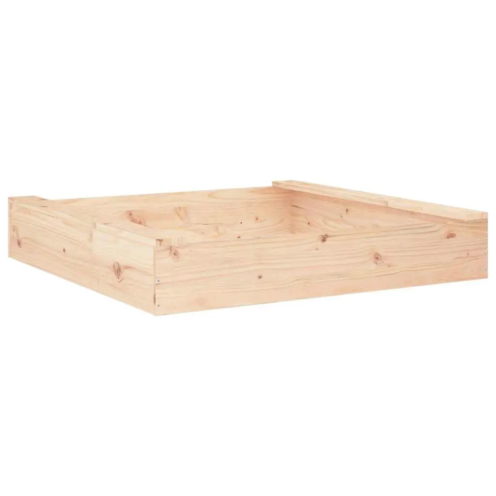 Wooden Sandbox Square Solid Pine Wood Brown with 2 Seat Boards