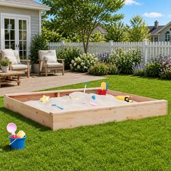 Wooden Sandbox: Ideal for Backyard Play