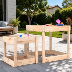 Wooden Sand Tables 2 pcs Solid Pine Wood Kids Outdoor Play Sensory Activity