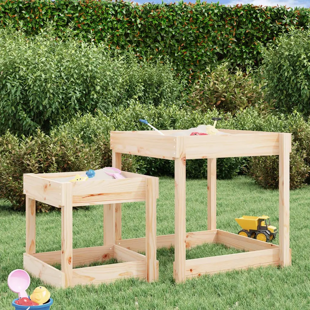 Wooden Sand Tables Solid Pine Wood 2 Piece Natural Pine Outdoor Play