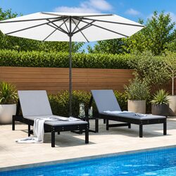 Perfect for Your Patio: 2 Black Sun Loungers in Wood