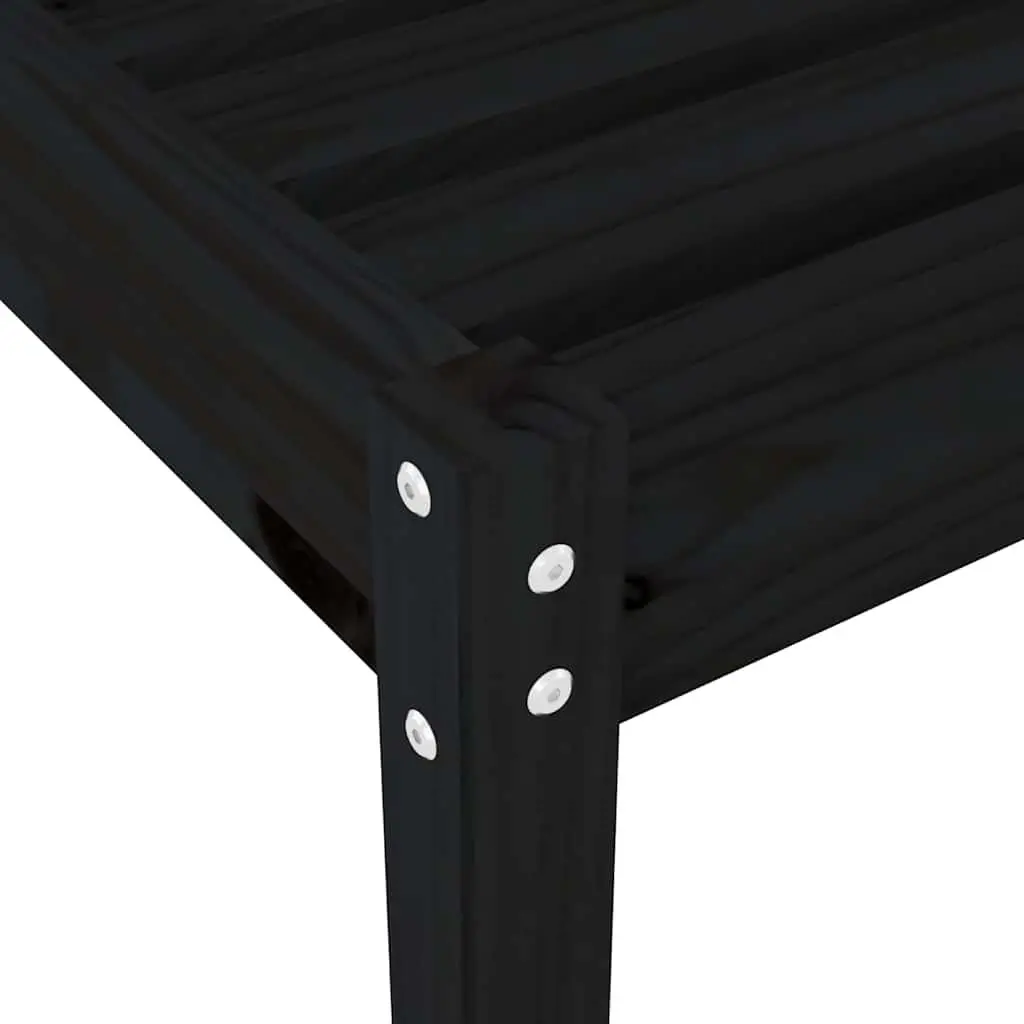 Sun Loungers Black Solid Pine Wood Adjustable Backrest Pair Outdoor Garden Patio Reclining Chairs