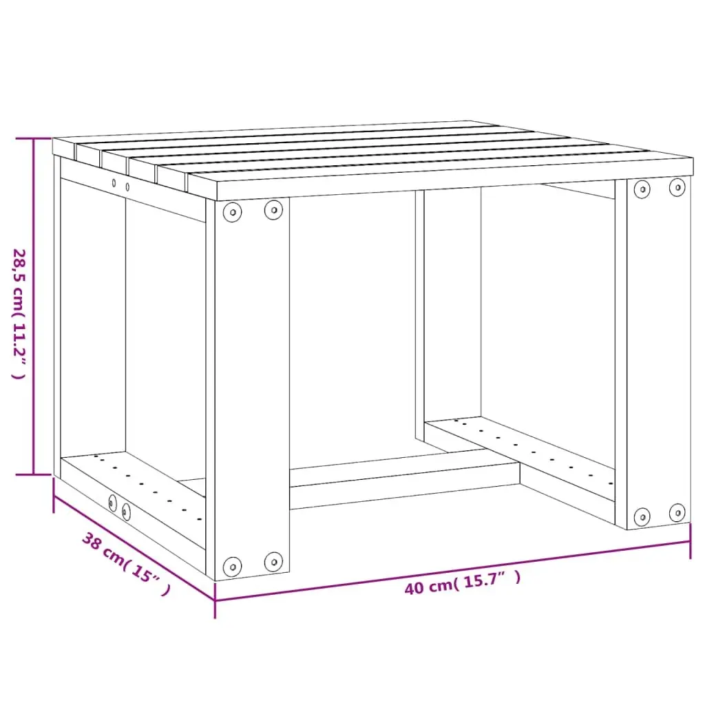 Outdoor Furniture Garden Side Table Brown Solid Pine Wood 40x38x28.5cm Durable Accent Piece