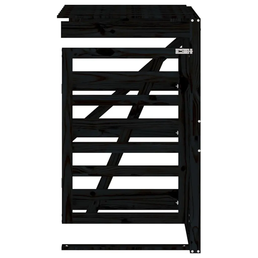 Pine Wood Wheelie Bin Storage Extension Black Outdoor Garden Waste Solid Construction