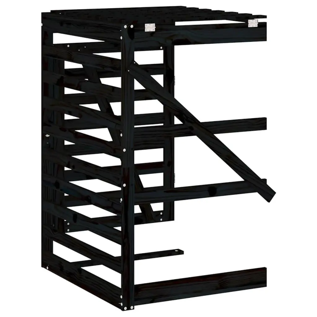 Pine Wood Wheelie Bin Storage Extension Black Outdoor Garden Waste Solid Construction