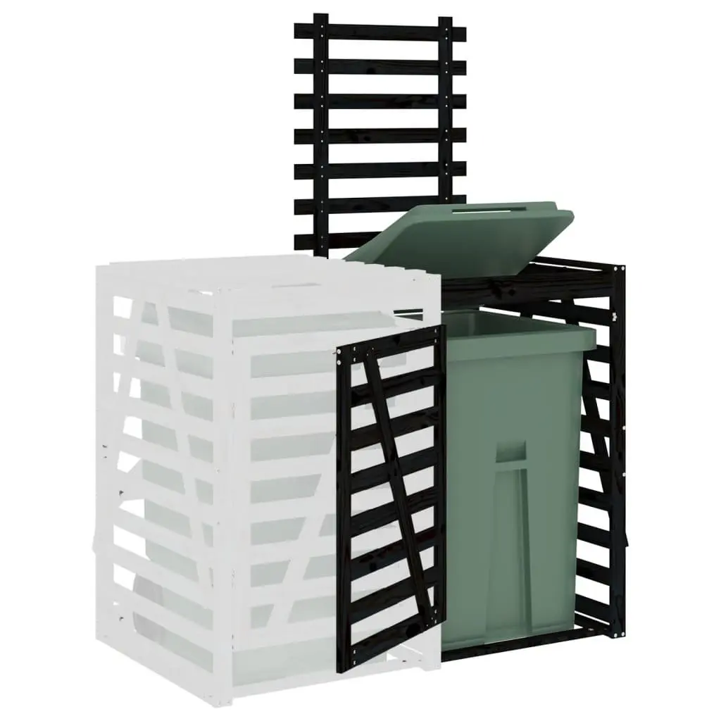 Pine Wood Wheelie Bin Storage Extension Black Outdoor Garden Waste Solid Construction