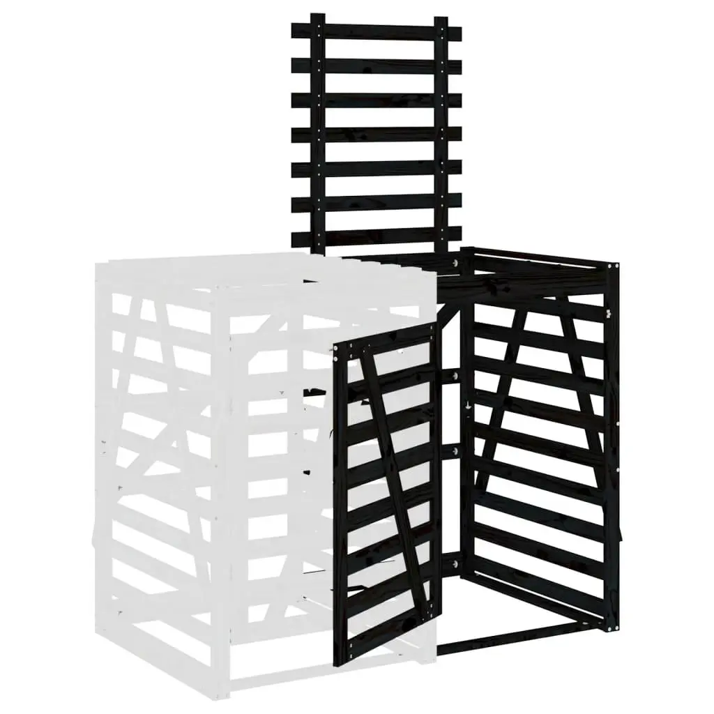 Pine Wood Wheelie Bin Storage Extension Black Outdoor Garden Waste Solid Construction