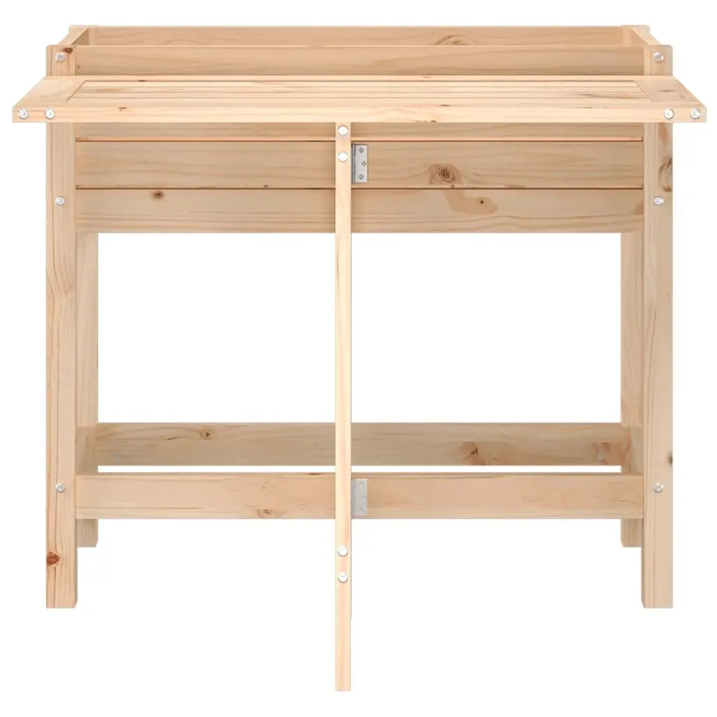 Garden Planter Solid Pine Wood Elevated Brown Folding Tabletop