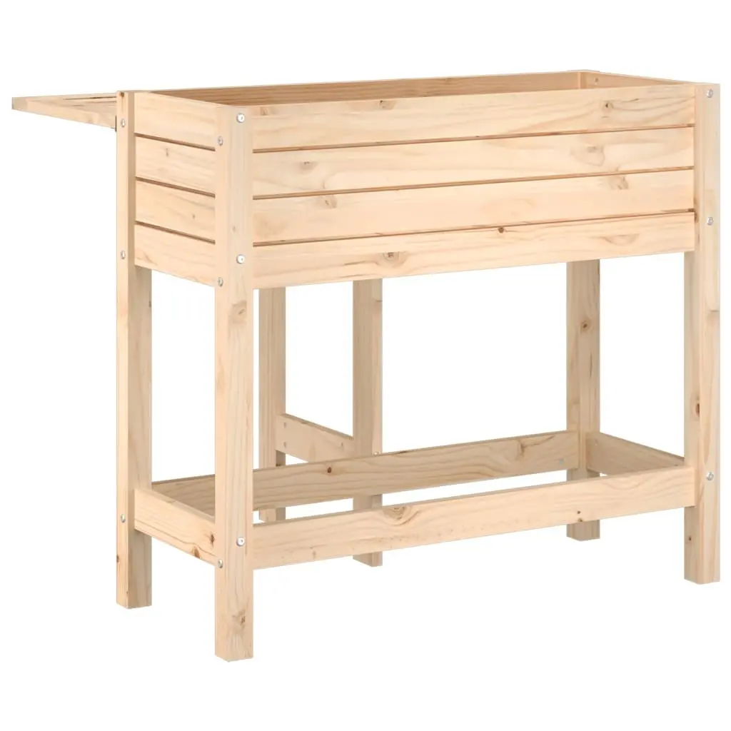 Garden Planter Solid Pine Wood Elevated Brown Folding Tabletop