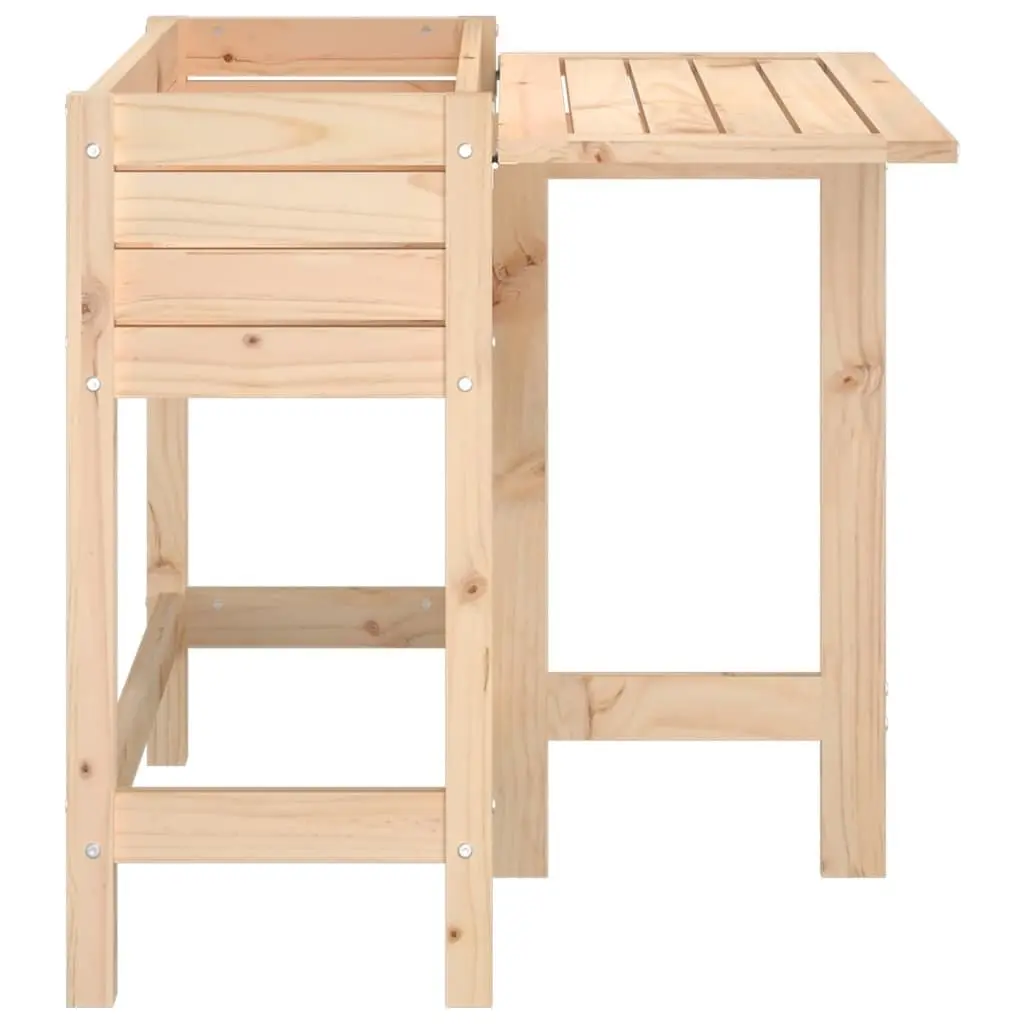 Garden Planter Solid Pine Wood Elevated Brown Folding Tabletop