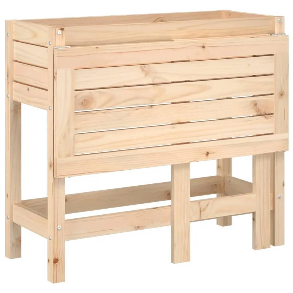 Garden Planter Solid Pine Wood Elevated Brown Folding Tabletop