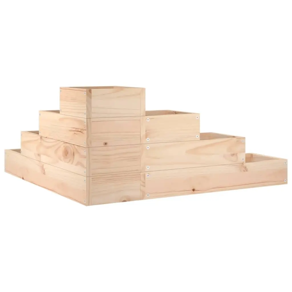 Garden Planter Wooden 4-Tier L-Shaped Brown Outdoor Patio Deck