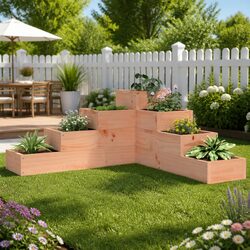 Versatile 4-Tier Wooden Planter for Your Balcony