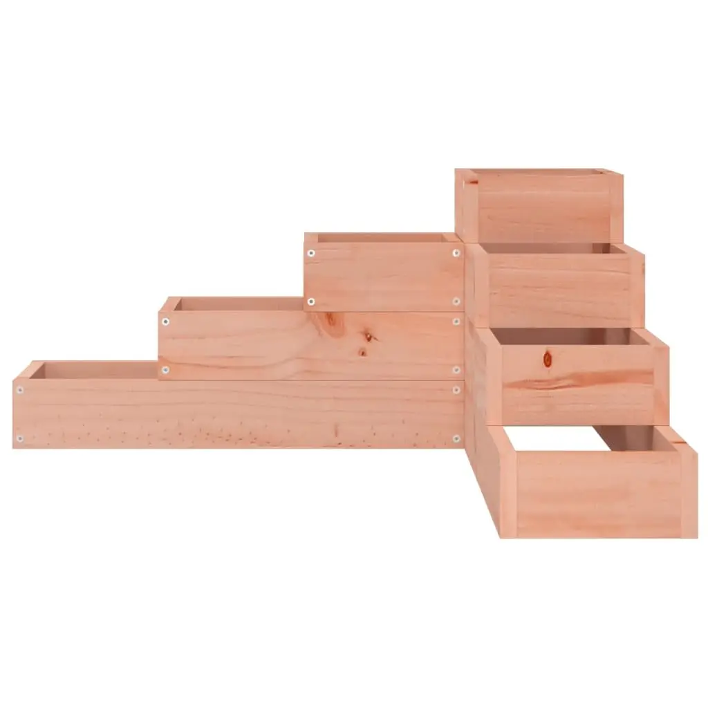 4 Tier Garden Planter Solid Douglas Wood Multi-Level L Shape Outdoor Brown
