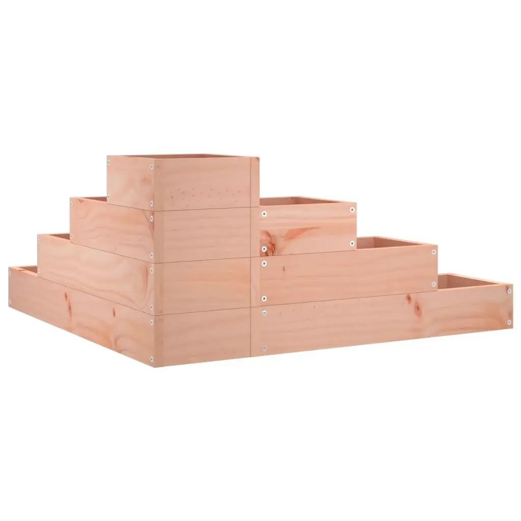 4 Tier Garden Planter Solid Douglas Wood Multi-Level L Shape Outdoor Brown