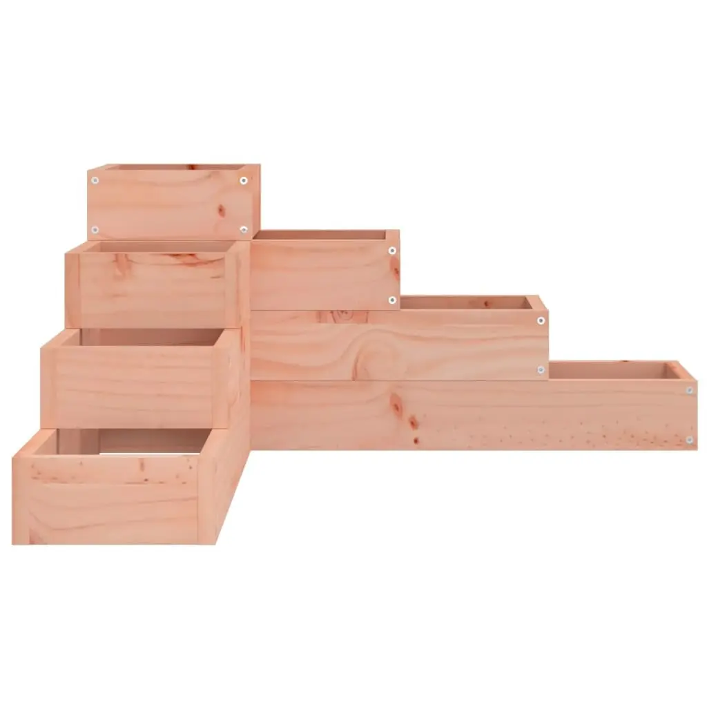 4 Tier Garden Planter Solid Douglas Wood Multi-Level L Shape Outdoor Brown