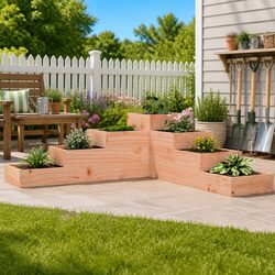 Versatile 4-Tier Wooden Planter for Any Outdoor Area