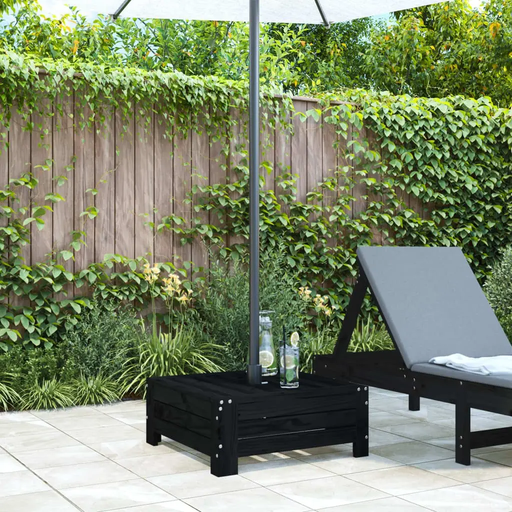 Black Solid Pine Wooden Outdoor Side Table Parasol Base Cover for Garden