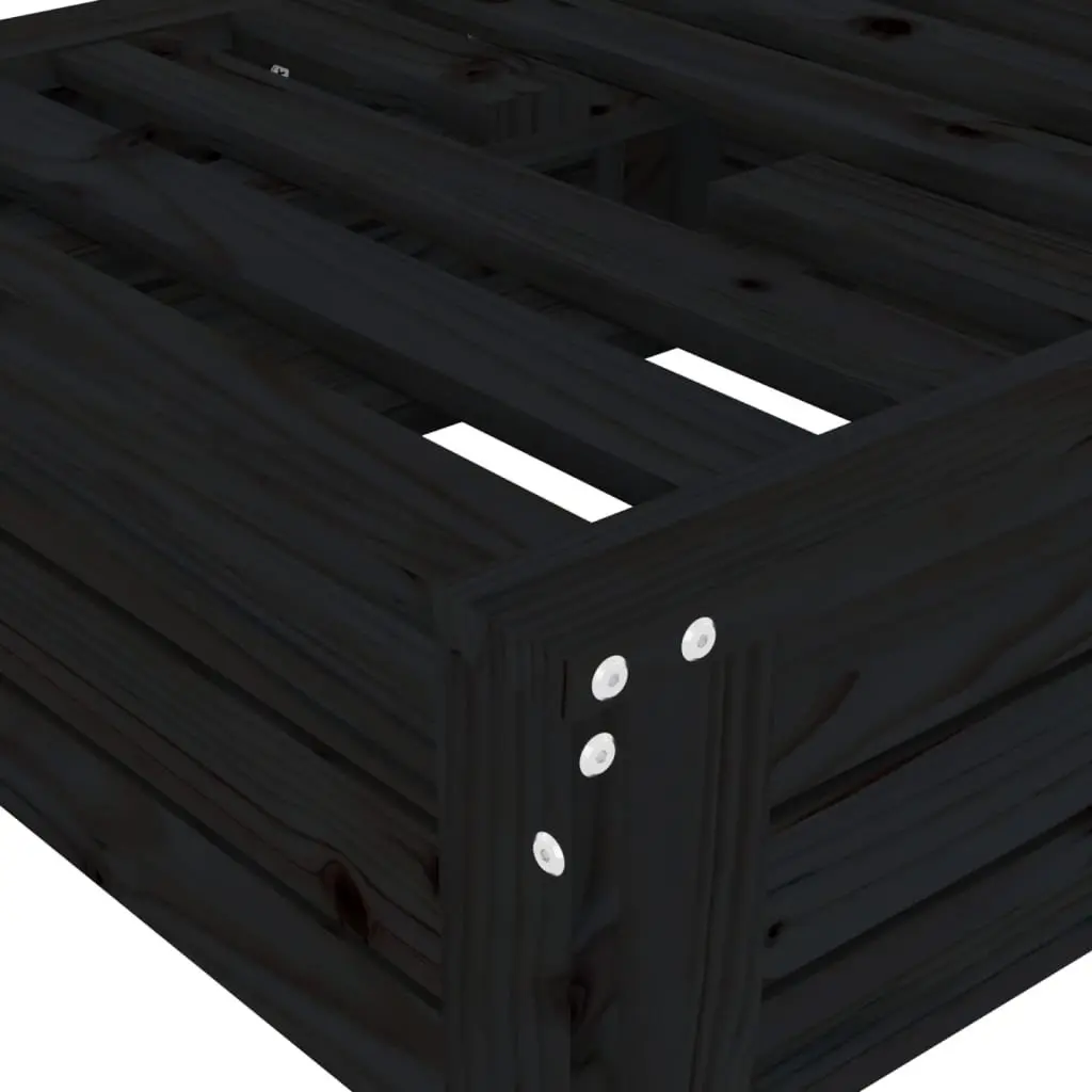 Black Solid Pine Wooden Outdoor Side Table Parasol Base Cover for Garden