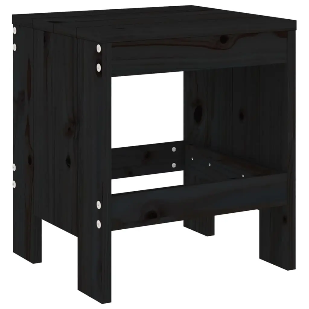 Outdoor Garden Stools Solid Pine Wood Backless 2 pcs Black