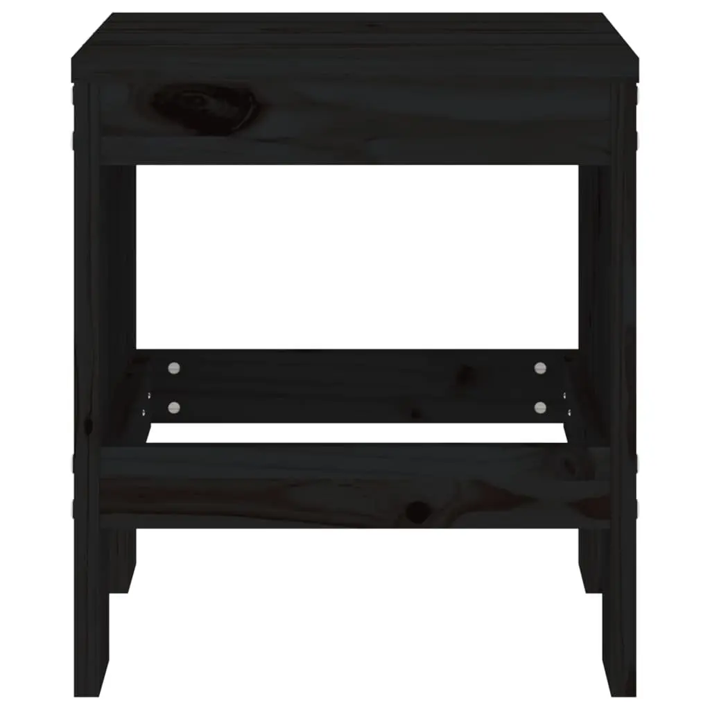 Outdoor Garden Stools Solid Pine Wood Backless 2 pcs Black