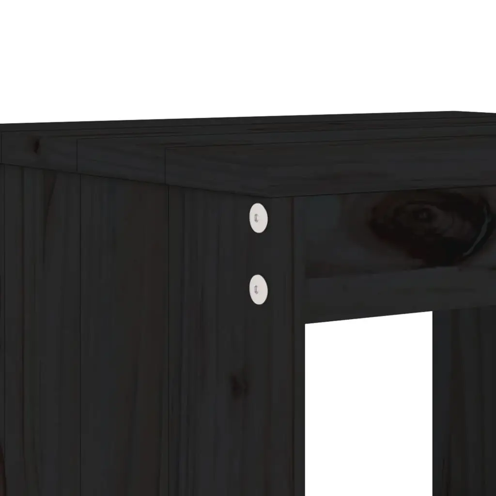 Black Solid Pine Wood Bar Stools 75cm 40x36cm Outdoor 2 Piece Set for Patio Balcony Seating