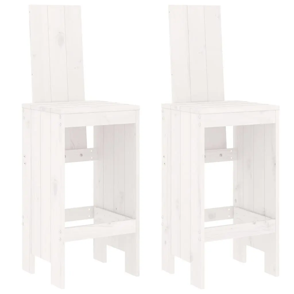 Bar Stools Solid Pine Wood White 75 cm Height 2 Piece Set