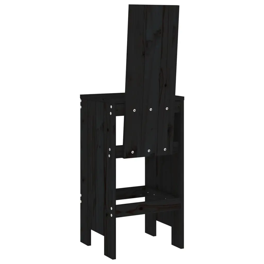 Bar Stools 2 pcs Black Solid Pine Wood 40x42x120 cm