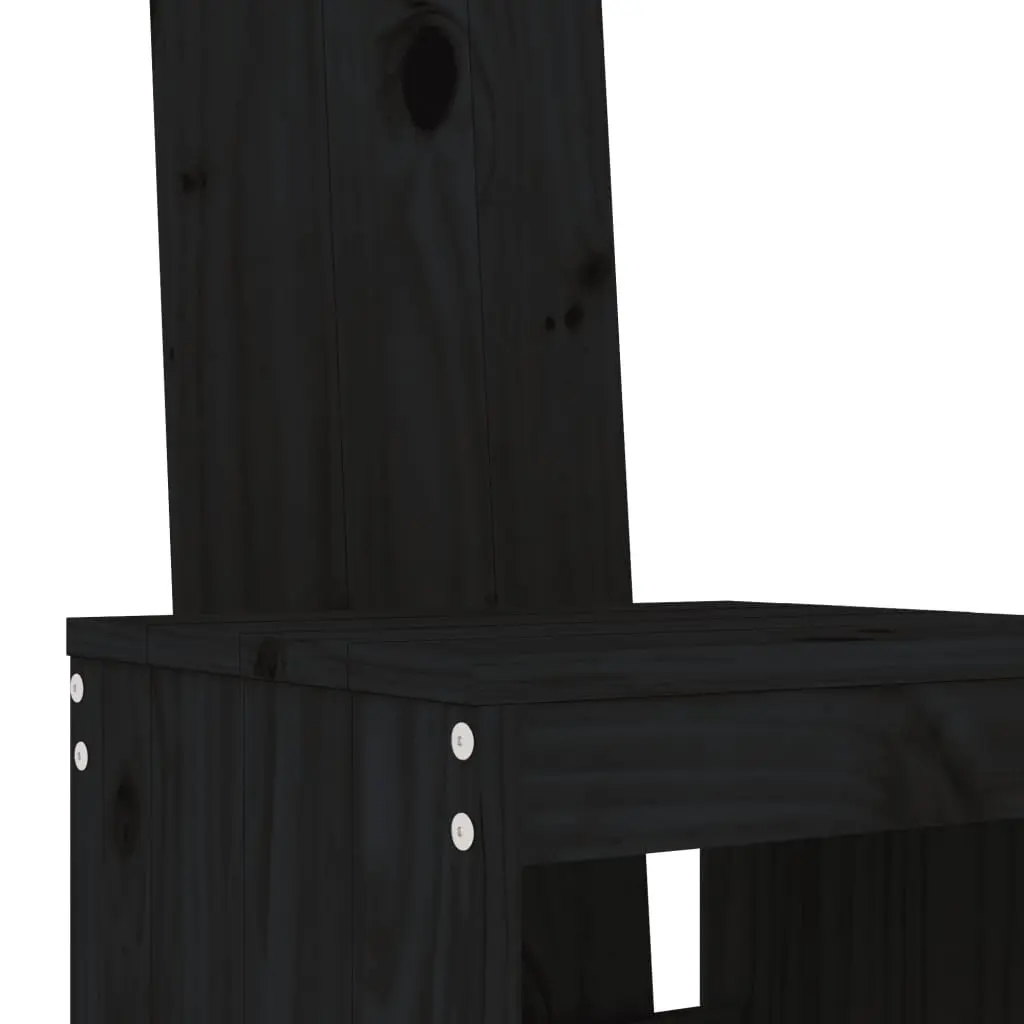 Bar Stools 2 pcs Black Solid Pine Wood 40x42x120 cm
