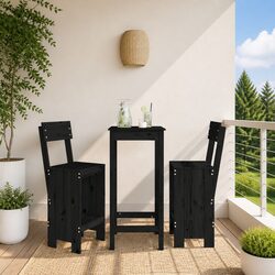 Bar Stools 2pcs Black Solid Pine Wood 40x48.5x115.5cm Patio Balcony Chairs