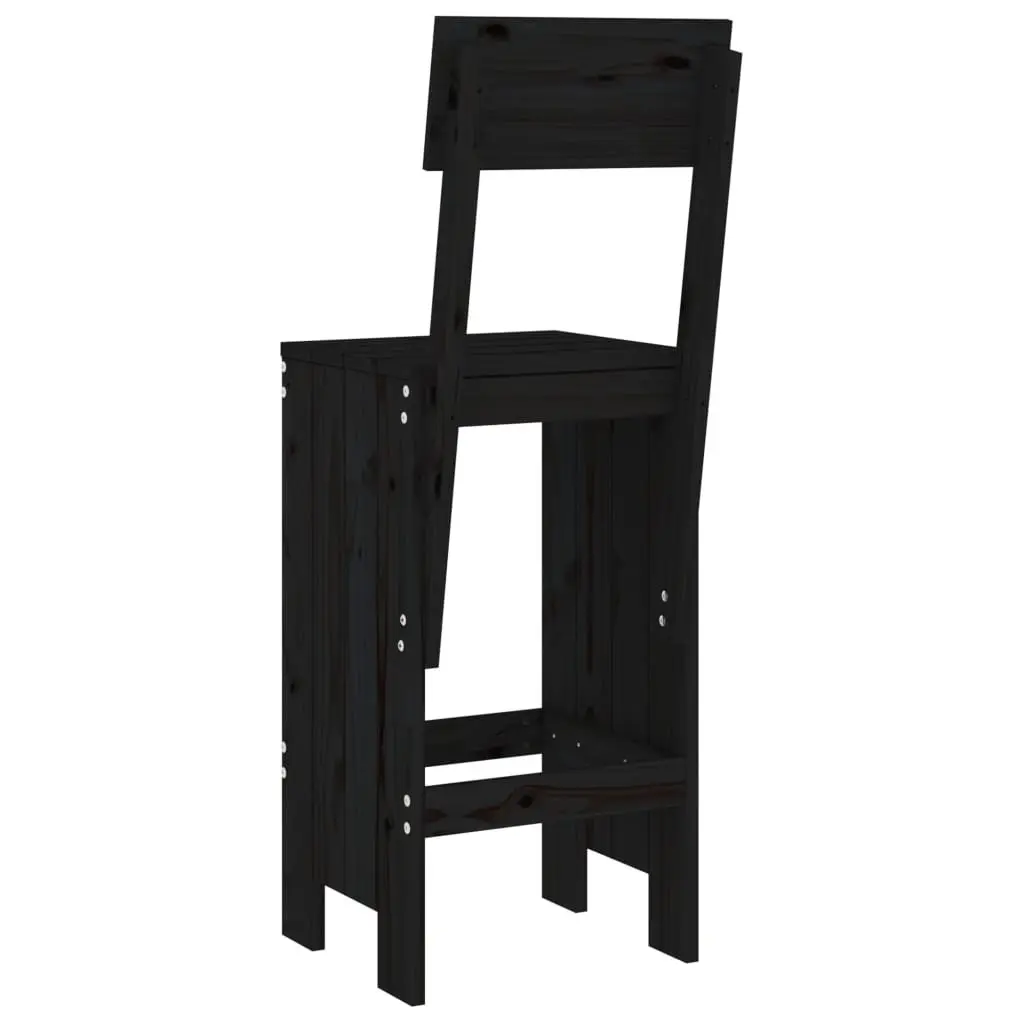 Bar Stools Solid Pine Wood 40x48.5x115.5cm Black 2 Piece