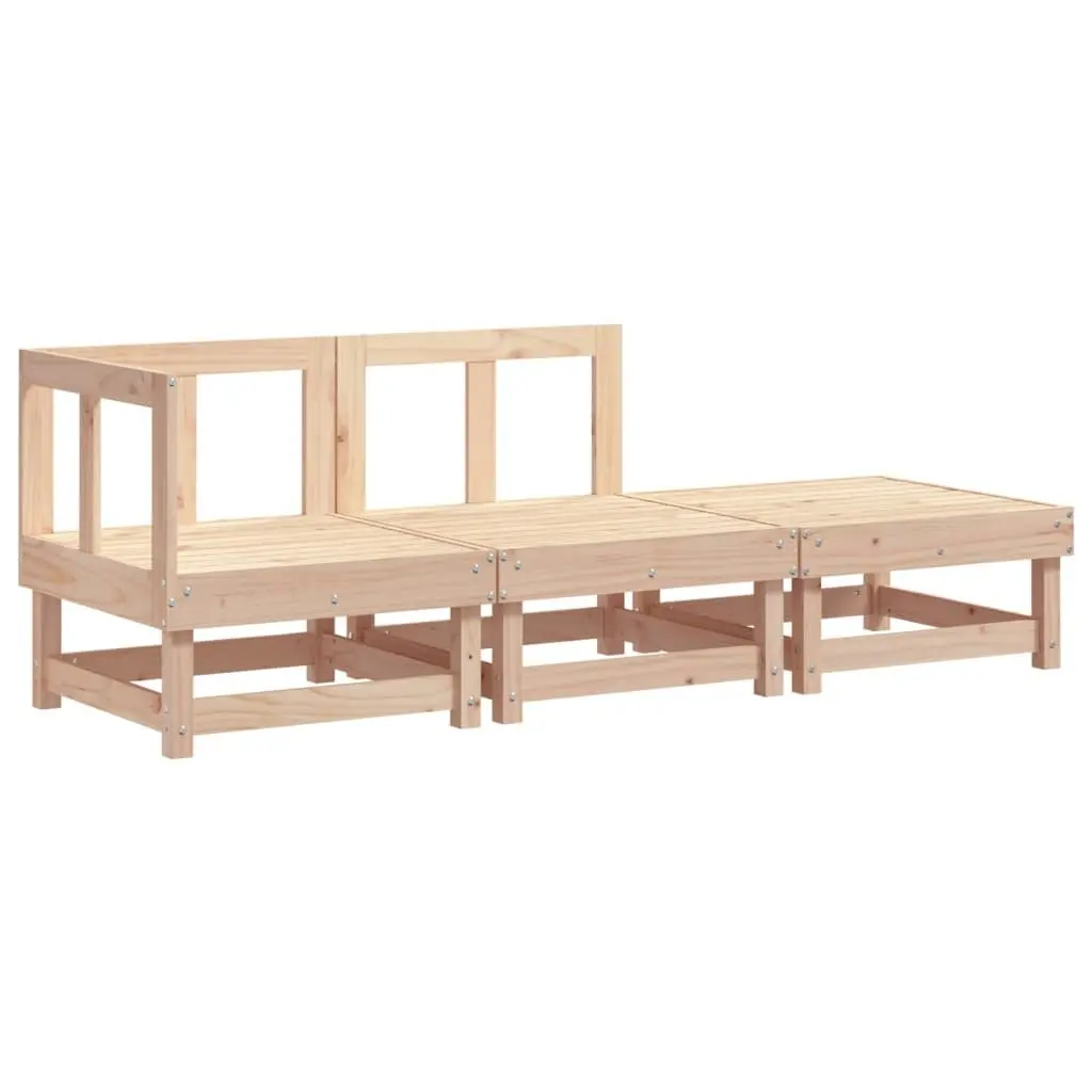 3 Piece Modular Sectional Sofa Outdoor Lounge Set Solid Pine Wood Brown