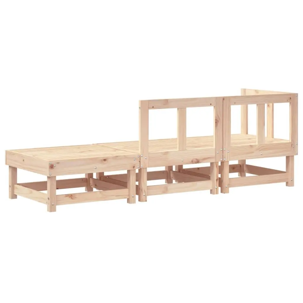 3 Piece Modular Sectional Sofa Outdoor Lounge Set Solid Pine Wood Brown