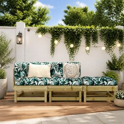 Versatile Outdoor Lounge Set - 3 Piece Wooden Set