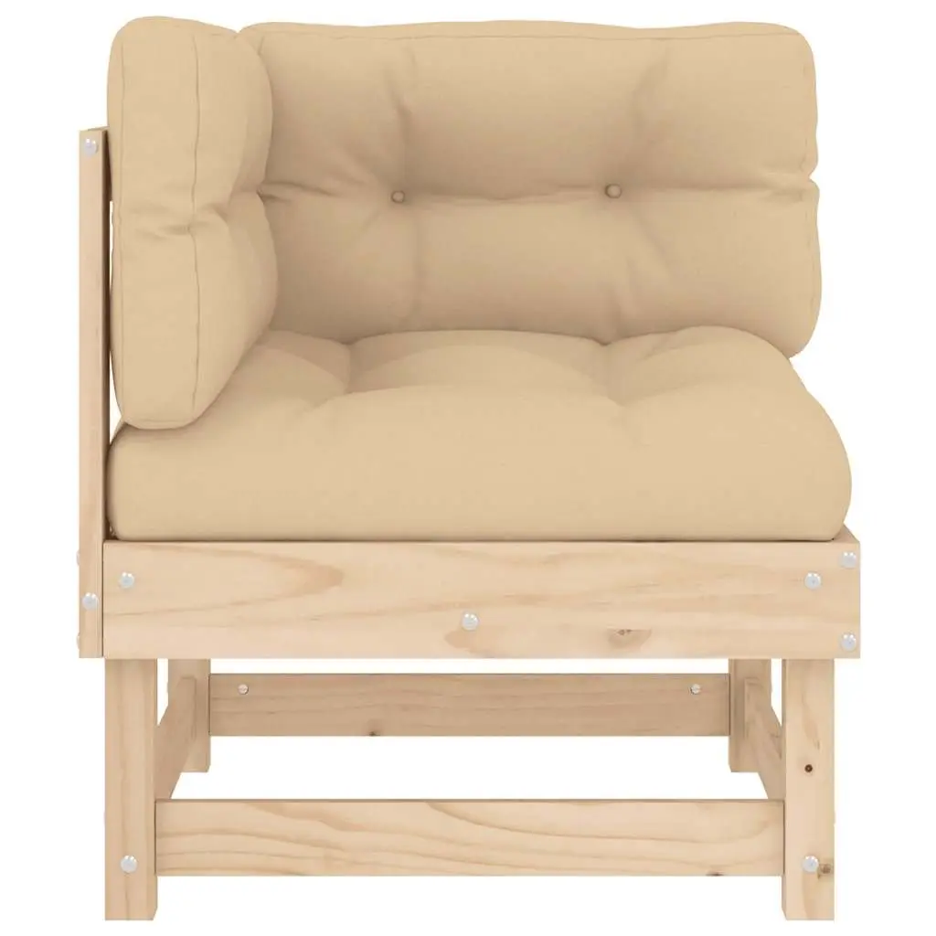 Corner Sofa with Cushions Solid Pine Wood Outdoor Garden Patio Sectional Seating