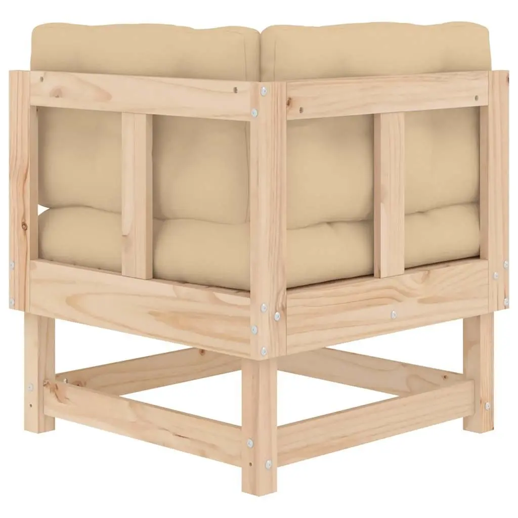 Corner Sofa with Cushions Solid Pine Wood Outdoor Garden Patio Sectional Seating