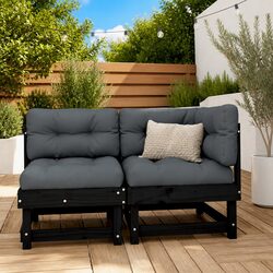 Corner Sofa with Cushions Black Outdoor Sectional Garden Patio Seating Unit